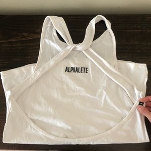 High neck open back tank